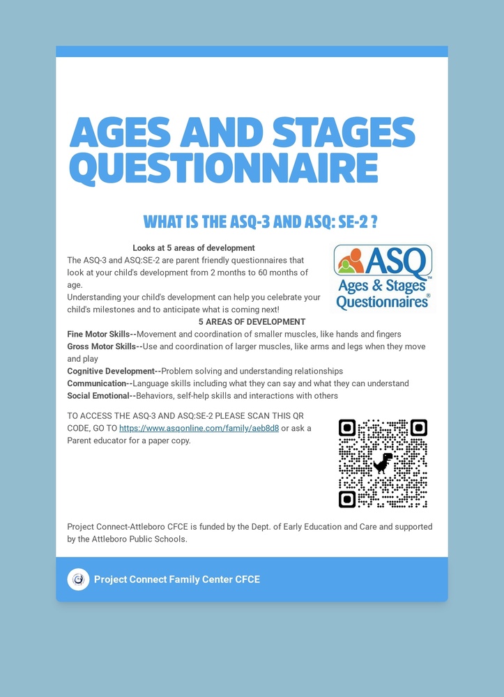 Ages and Stages questionnaire flyer