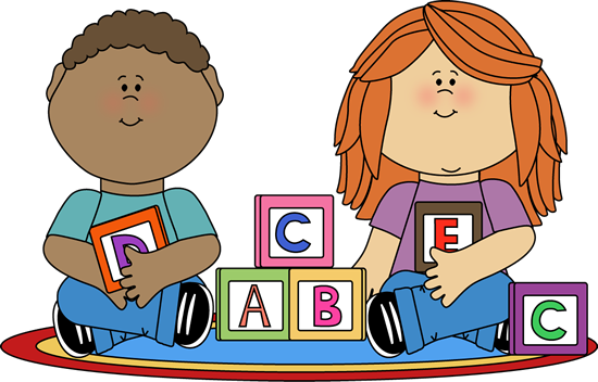 clipart of boy and girl playing with blocks